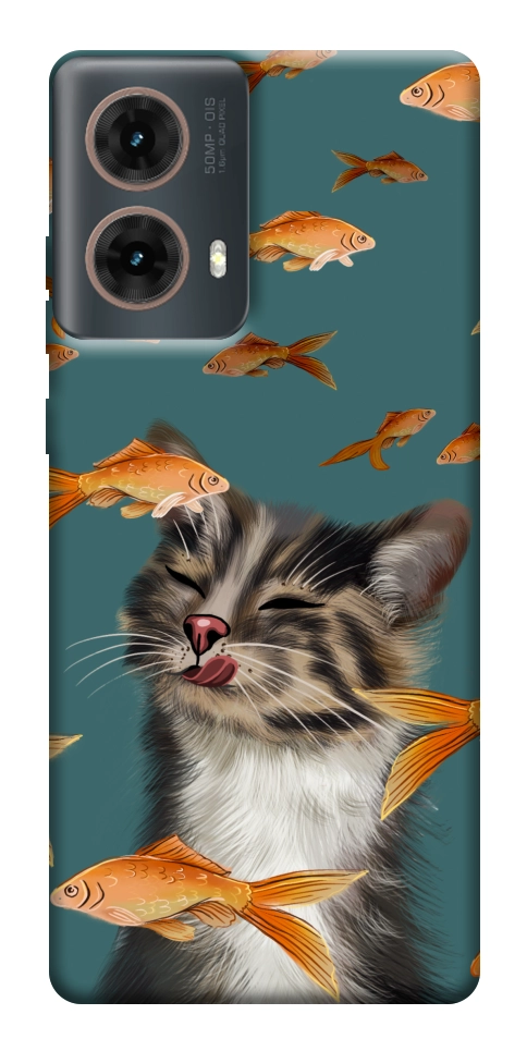 Чехол Cat with fish для Motorola Moto G85