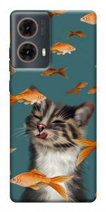 Чехол Cat with fish для Motorola Moto G85