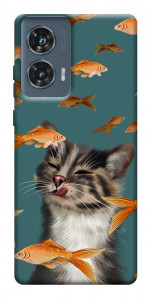 Чехол Cat with fish для Motorola Edge 50 Fusion