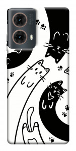 Чехол Черно-белые коты для Motorola Moto G85
