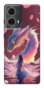 Чехол Girl and dragon для Motorola Moto G85