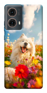 Чехол Happy dog in flowers для Motorola Moto G85