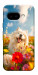 Чехол Happy dog in flowers для Google Pixel 9a