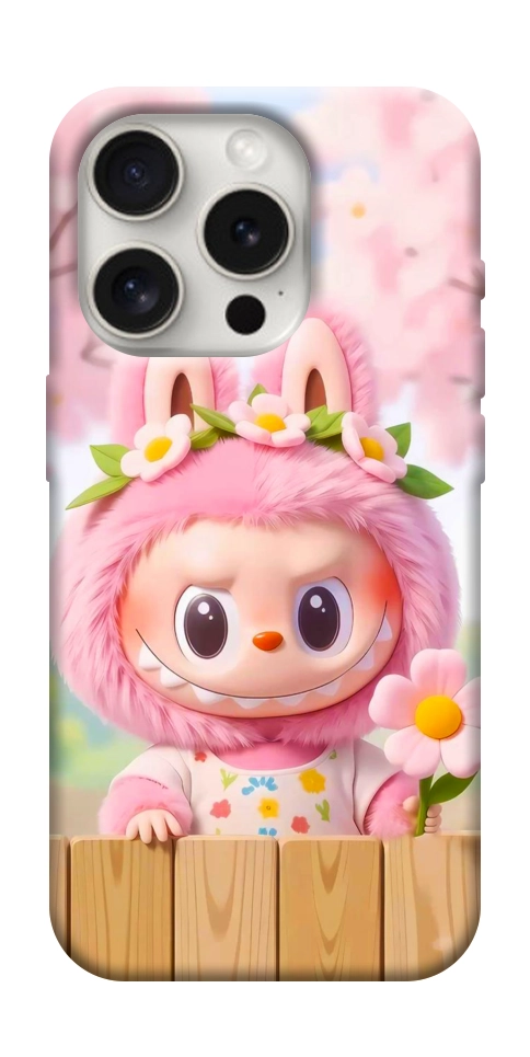 Чехол Labubu flower для iPhone 16 Pro