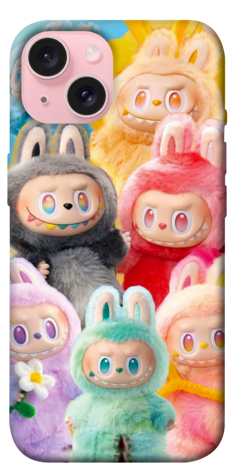 Чохол Rainbow labubu для iPhone 15