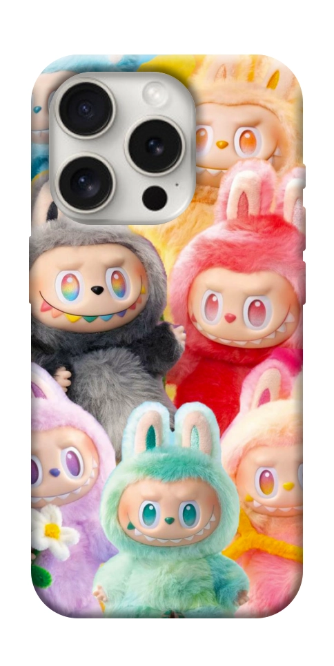 Чехол Rainbow labubu для iPhone 16 Pro