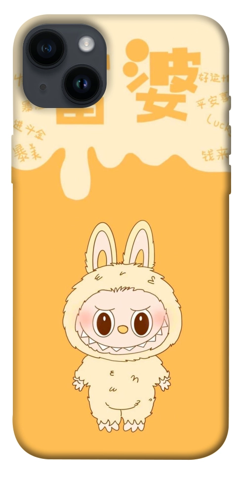 Чехол Yellow labubu для iPhone 14 Plus