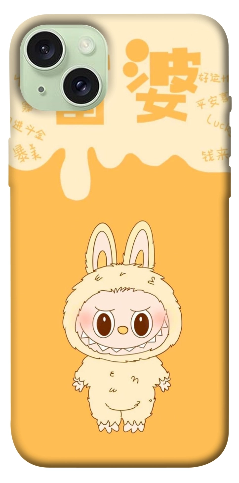 Чохол Yellow labubu для iPhone 15 Plus