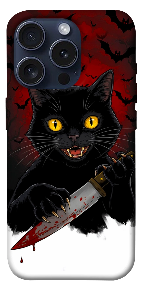 Чехол Horror lucky cat для iPhone 15 Pro