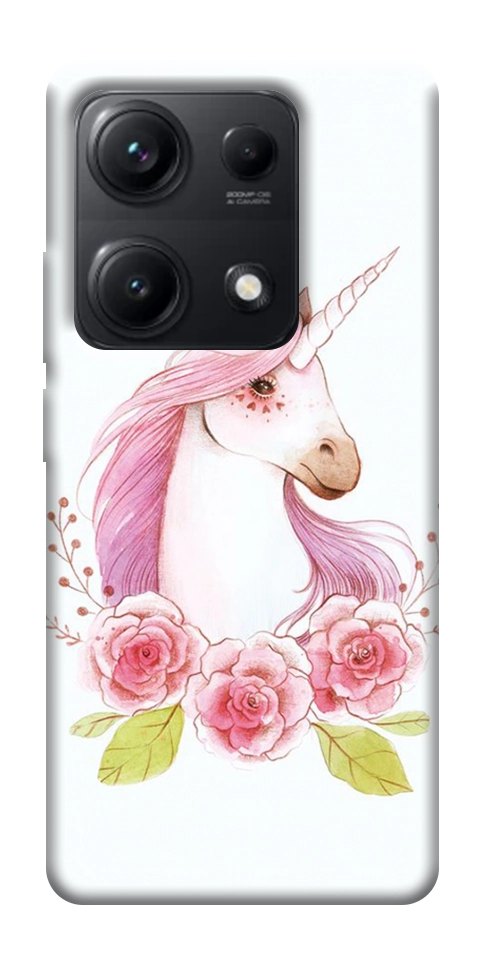 Чехол Единорог с цветами для Xiaomi Redmi Note 14S
