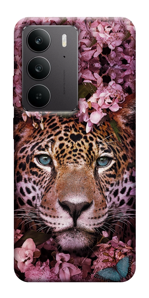Чохол Леопард у квітах для Realme C75