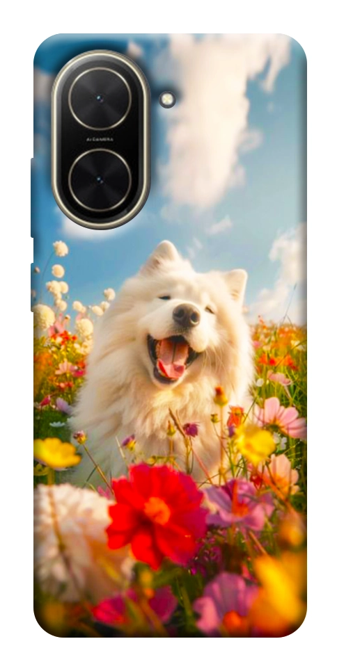 Чохол Happy dog in flowers для Xiaomi Poco C71