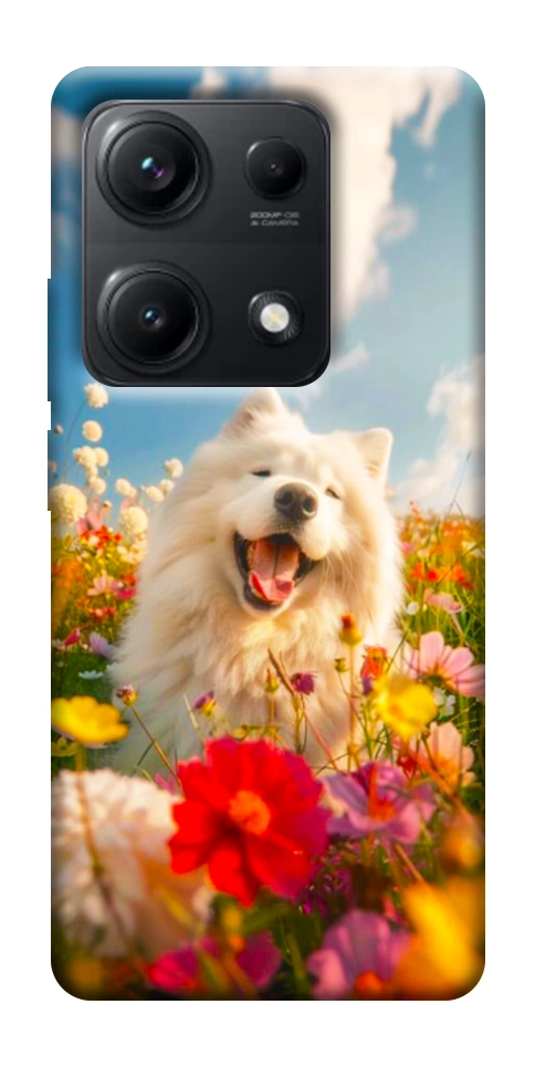 Чехол Happy dog in flowers для Xiaomi Redmi Note 14S