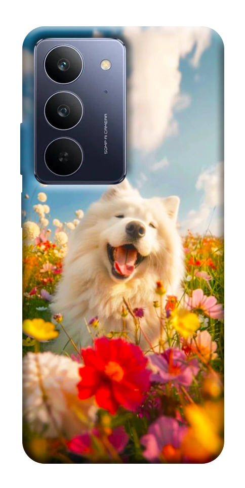 Чехол Happy dog in flowers для Realme C75x