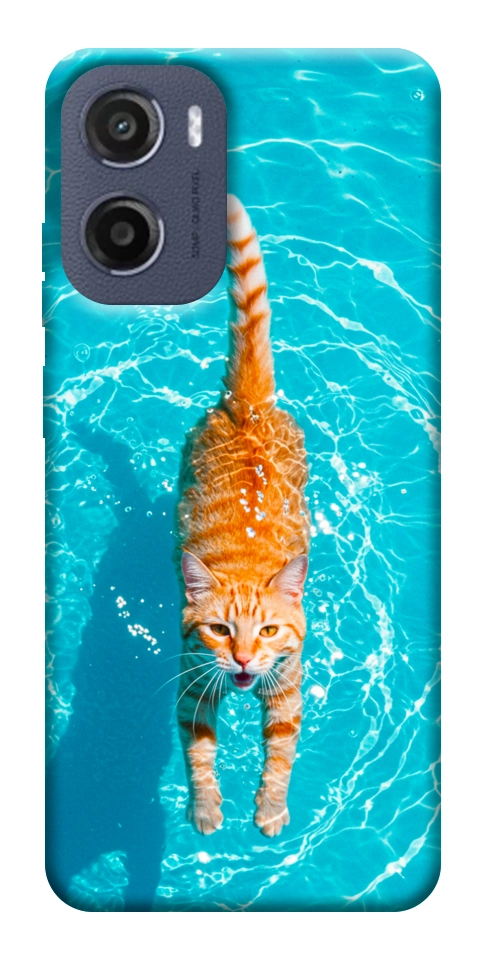 Чехол Cat swimming для Motorola Moto E15