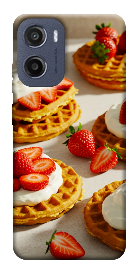 Чехол Вафли с клубникой для Motorola Moto G05