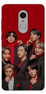 Чехол BTS in red для Xiaomi Redmi Note 4X