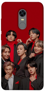 Чехол BTS in red для Xiaomi Redmi Note 5 (Single Camera)
