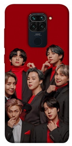 Чохол BTS in red для Xiaomi Redmi Note 9