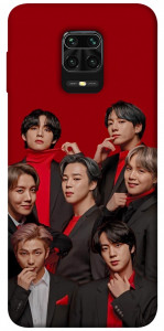 Чехол BTS in red для Xiaomi Redmi Note 9 Pro Max