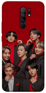 Чехол BTS in red для Xiaomi Redmi 9