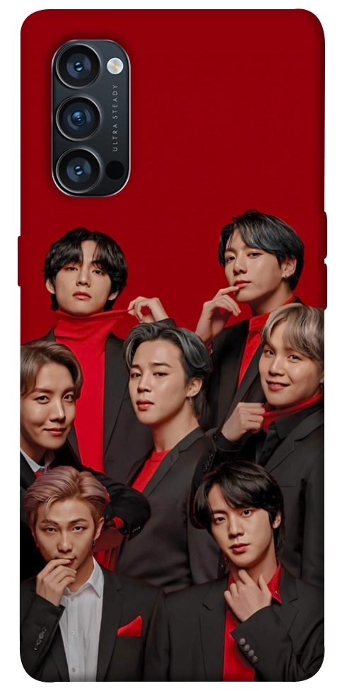 Чехол BTS in red для Oppo Reno 4 Pro 5G