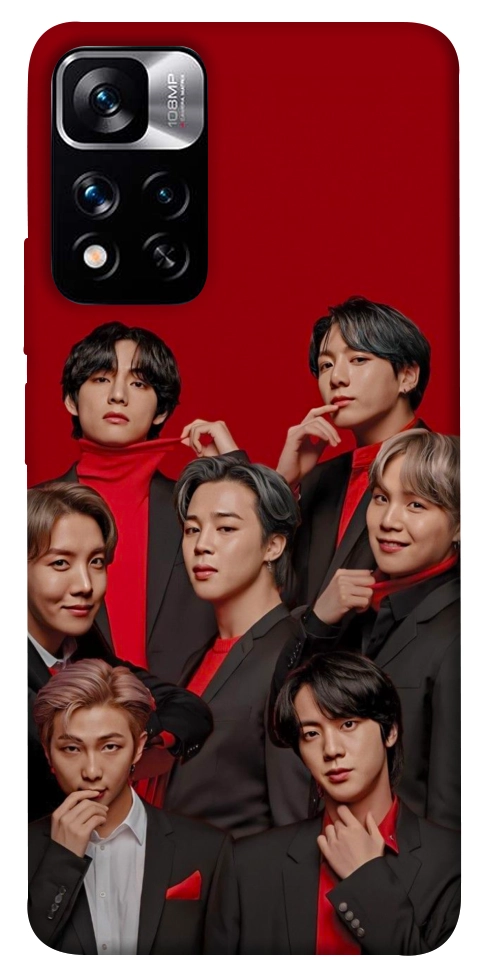 Чехол BTS in red для Xiaomi Redmi Note 11 5G