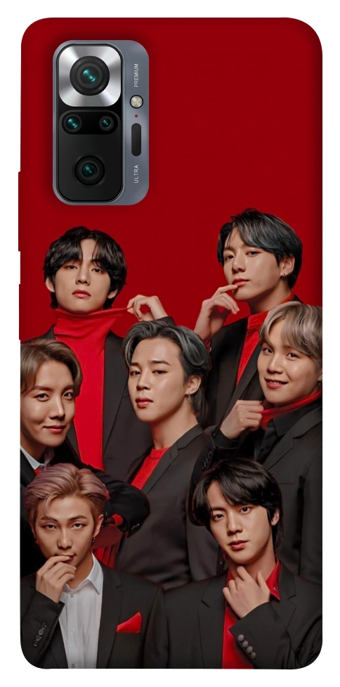 Чехол BTS in red для Xiaomi Redmi Note 10 Pro Max