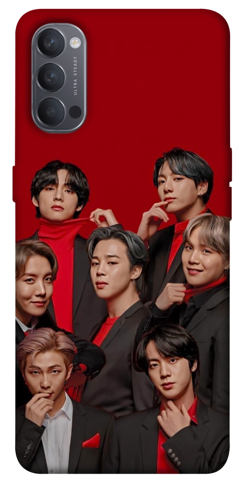 Чехол BTS in red для Oppo Reno 4