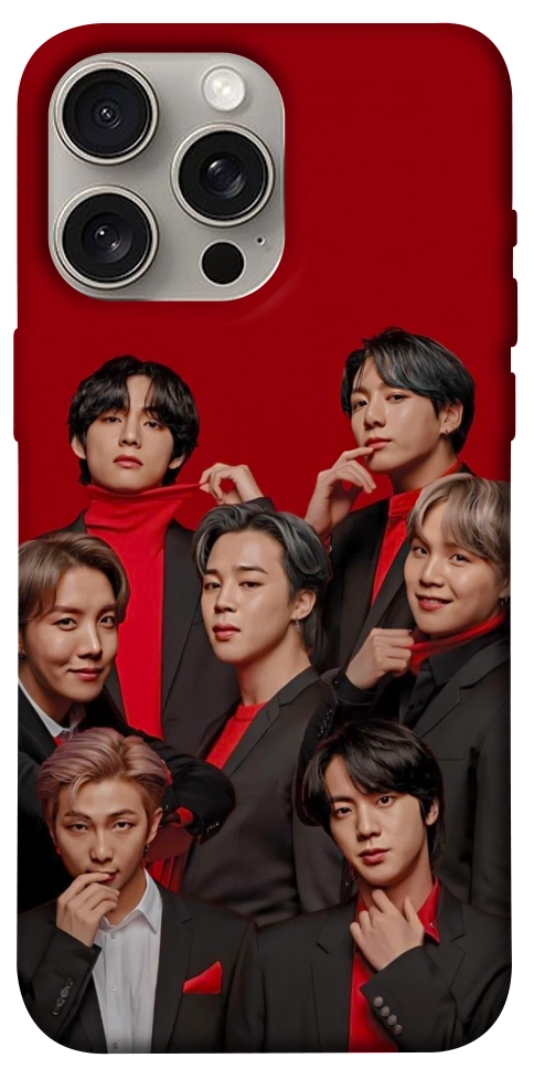Чохол BTS in red для iPhone 15 Pro Max