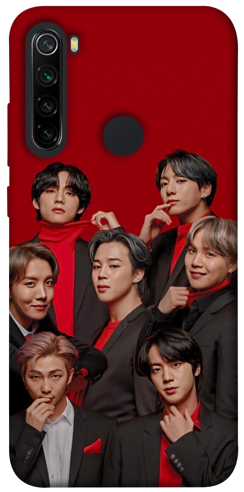 Чохол BTS in red для Xiaomi Redmi Note 8 2021