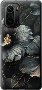 Чохол для Xiaomi Mi 11i Чорні квіти (Сірий)
