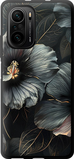 Чохол для Xiaomi Mi 11i Чорні квіти (Сірий)
