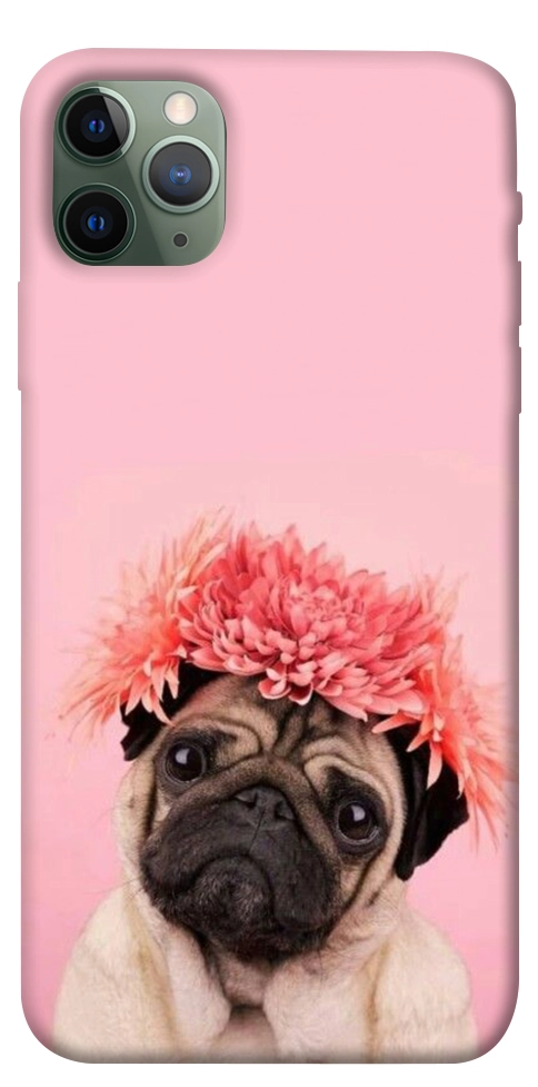 Чехол Мопс с цветами для iPhone 11 Pro Max