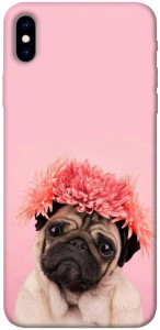 Чохол Мопс із квітами для iPhone XS Max