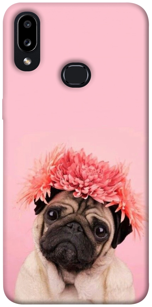 Чохол Мопс із квітами для Galaxy A10s (2019)