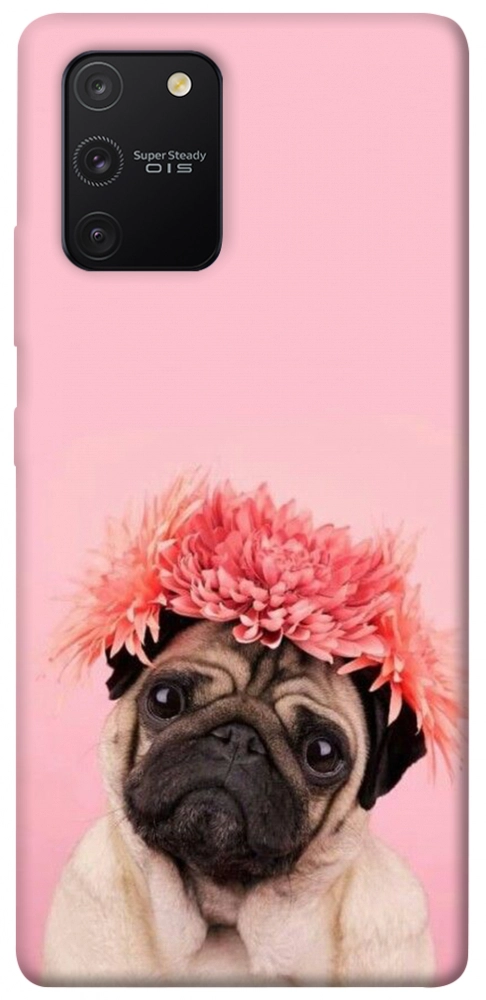 Чохол Мопс із квітами для Galaxy S10 Lite (2020)