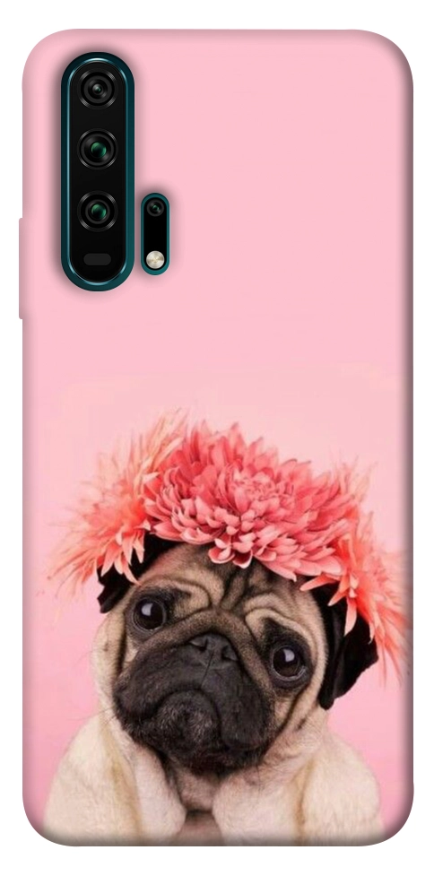 Чохол Мопс із квітами для Huawei Honor 20 Pro