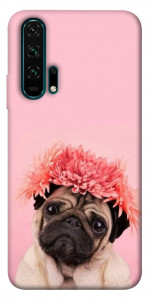 Чохол Мопс із квітами для Huawei Honor 20 Pro