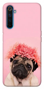 Чохол Мопс із квітами для Realme 6 Pro