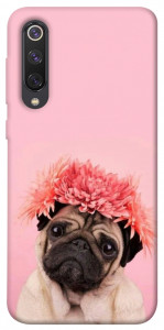 Чохол Мопс із квітами для Xiaomi Mi 9 SE