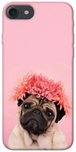 Чехол Мопс с цветами для iPhone 8 (4.7")
