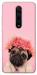 Чехол Мопс с цветами для Xiaomi Redmi K20 Pro