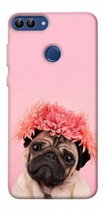 Чохол Мопс із квітами для Huawei P smart