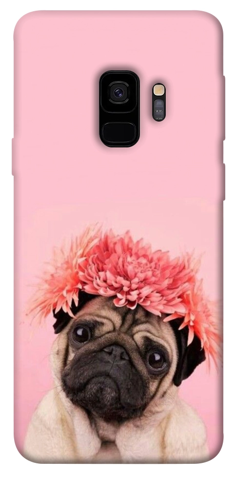Чохол Мопс із квітами для Galaxy S9