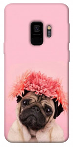 Чохол Мопс із квітами для Galaxy S9
