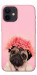 Чохол Мопс із квітами для iPhone 12 mini