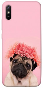 Чохол Мопс із квітами для Xiaomi Redmi 9A