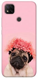 Чохол Мопс із квітами для Xiaomi Redmi 9C
