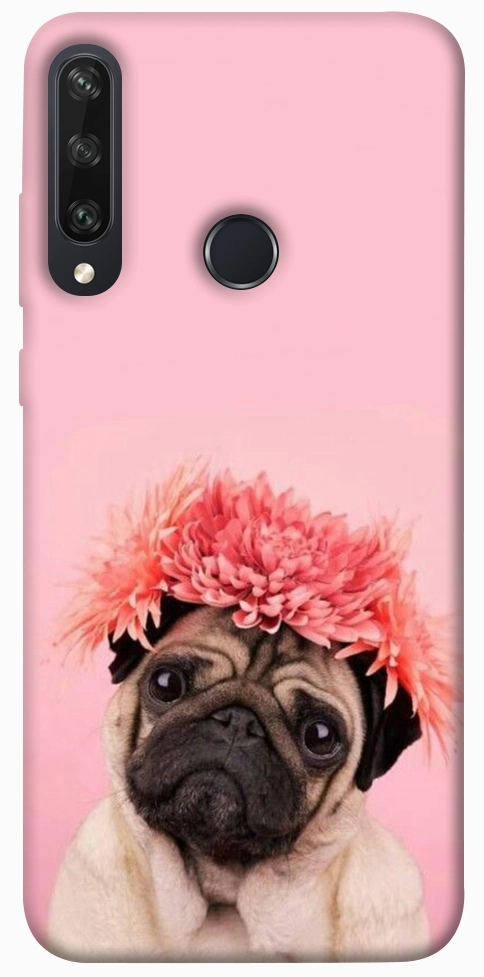 Чохол Мопс із квітами для Huawei Y6p